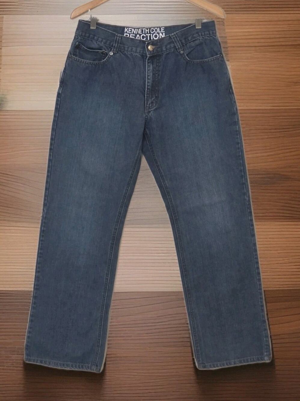 Kenneth Cole Reaction Jeans Men’s 34W x 32L Dark Wash Denim Straight Leg Cotton
